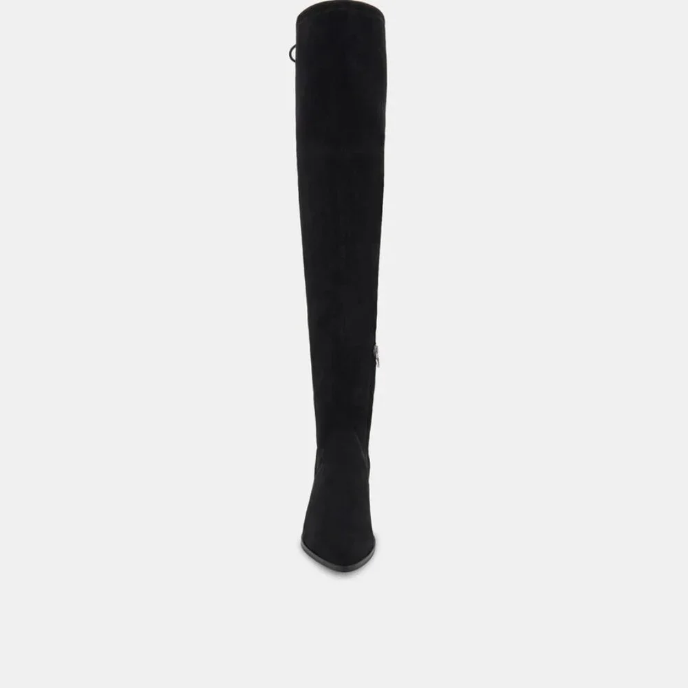 BNIB Dolce Vita Alsie Over-the-Knee Flat Boot in Black Stella Suede